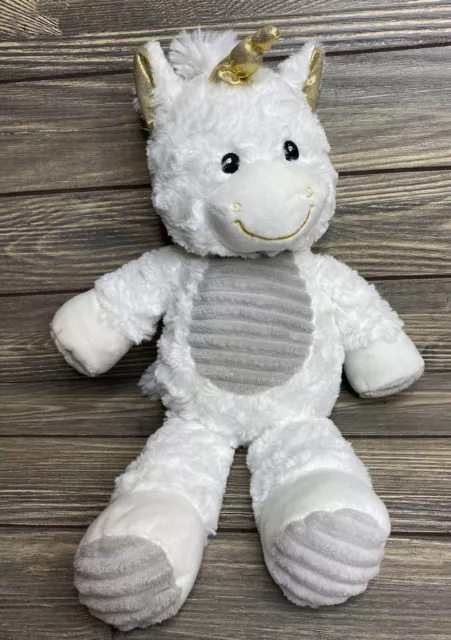 Unicorn Rattle 15” Stuffed Animal Plush Lovey White Gold