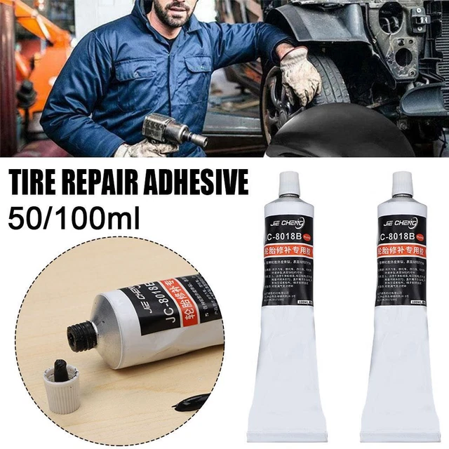 Kit Riparazione Pneumatici Con Colla Nera 100 Ml - Per Auto, Moto, Bici Tubeless - Include Raschietto E Applicatore
