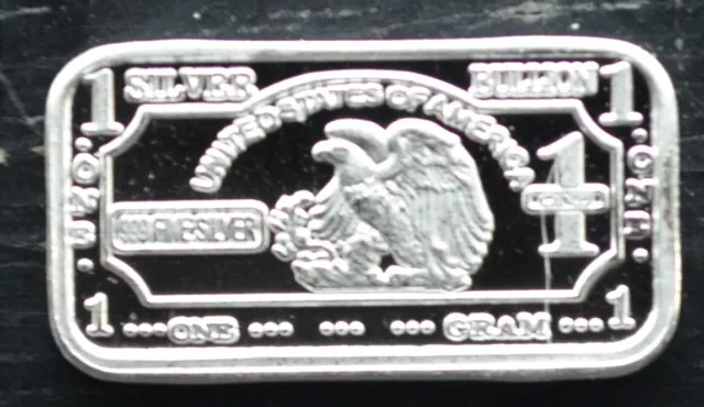 Liberty Eagle - 1 GRAM GR G .999 Fine Pure Solid Silver Bullion Bar