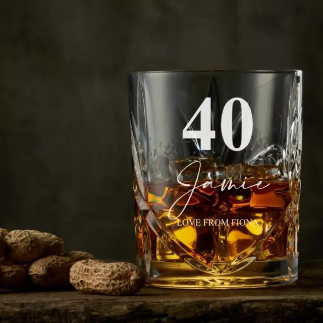 Engraved Personalised 40th Birthday Crystal Cut Whiskey Glass BOH100-6