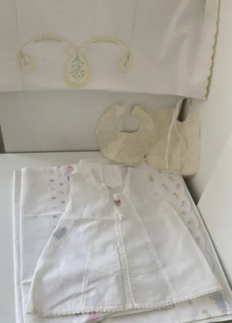 Bebé niña encaje top niñas 2-3 años vintage bordado premium lino X 6 paquete
