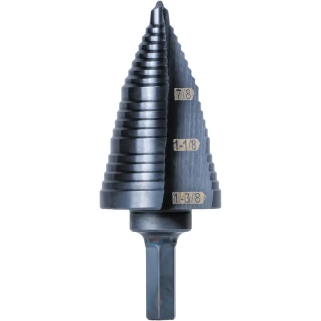 Klein Tools KTSB15 Step Drill Bit #15 Double Fluted 7/8 to 1-3/8-Inch with Easy-
