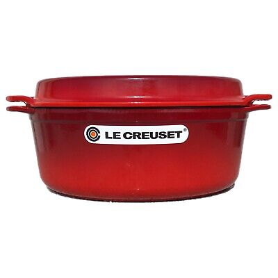Le Creuset Cerise Red 4.5 qt Enamel Cast Iron Oval Dutch Oven w/ Grill Pan Lid