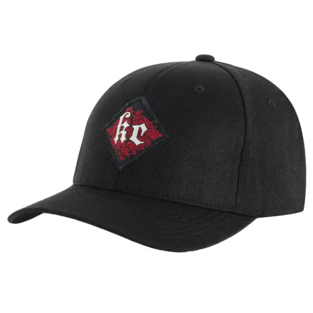 Kelly Clarkson Mens KC Ornate Logo Patch Black Baseball Cap Hat New L/XL