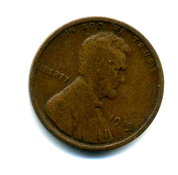 Lincoln Head Wheat Cent 1919 P Circulated United States 1 Penny Coin # 8254