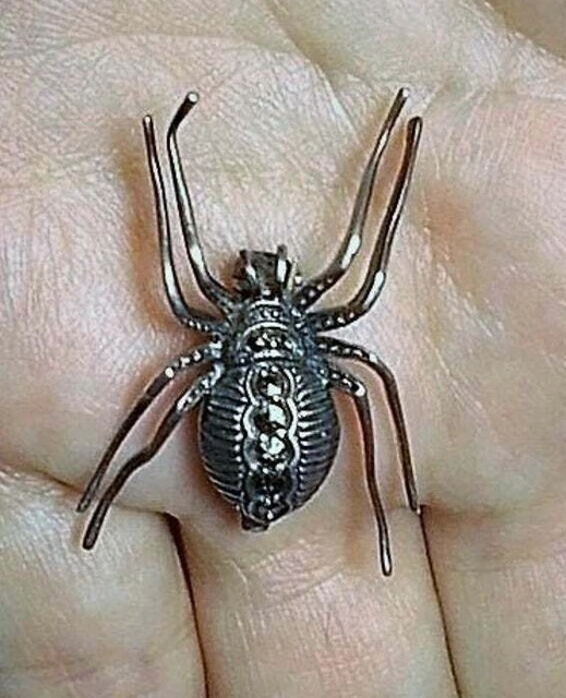 Spider Brooch or Ring Vintage Glittering 7 Marcasite Spider Brooch Marked 835 Si