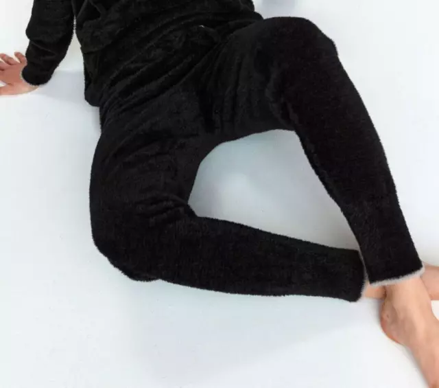Leggings Da Jogger Neri Filo Interdentale Accogliente Lounge Wear Nuovi Con Etichette Taglia 12