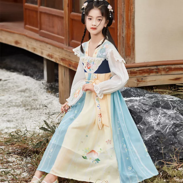 Bambino Ragazze Ricamato Hanfu Abito Cinese Antico Tradizionale Princess Cosplay 6
