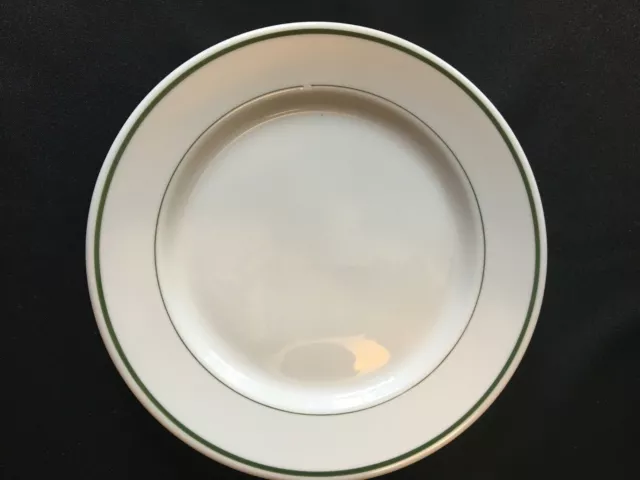 Syracuse China Dinner Plate Green Pin Stripes ~ 9" Diameter ~ Circa 1936