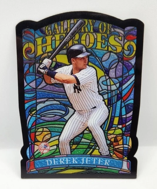 1998 Topps Gallery of Heroes Jumbo Derek Jeter BEAUTIFUL STAINED GLASS INSERT