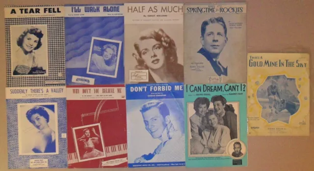 9 Pieces of Vintage Sheet Music POPULAR MUSIC, ARTISTS: Bing Crosby, and Others