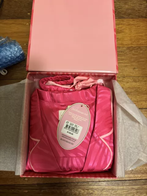 Peter Alexander Ladies Pink Zebra  Satin Shortie Set Size S With BOX