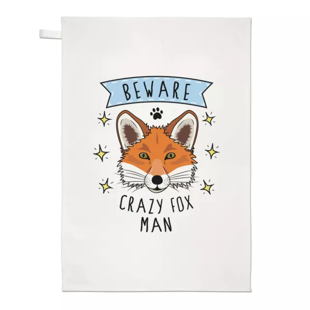 Beware Loco Fox Hombre Té Toalla Paño para Platos - Divertido Animal