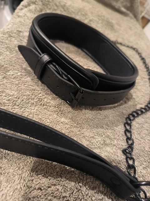 Collier BDSM Complet Avec Laisse - Accessoire érotique Bondage, Noir, Neuf