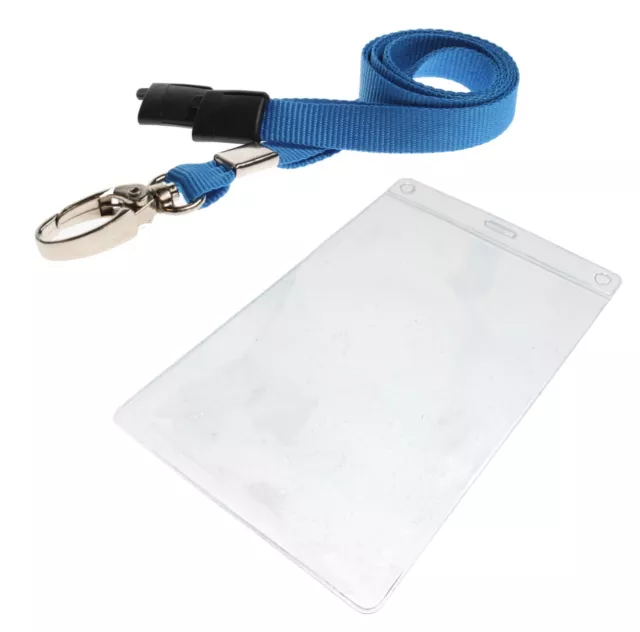 ID Lanyard Neck Strap Metal Clip & A6 Clear Badge Pass Card Holder Pocket Wallet