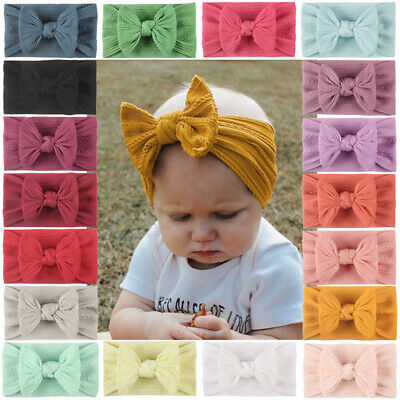 Baby Headband Bow Turban Headwrap Soft Elastic Nylon Hair Bands Accessories UK