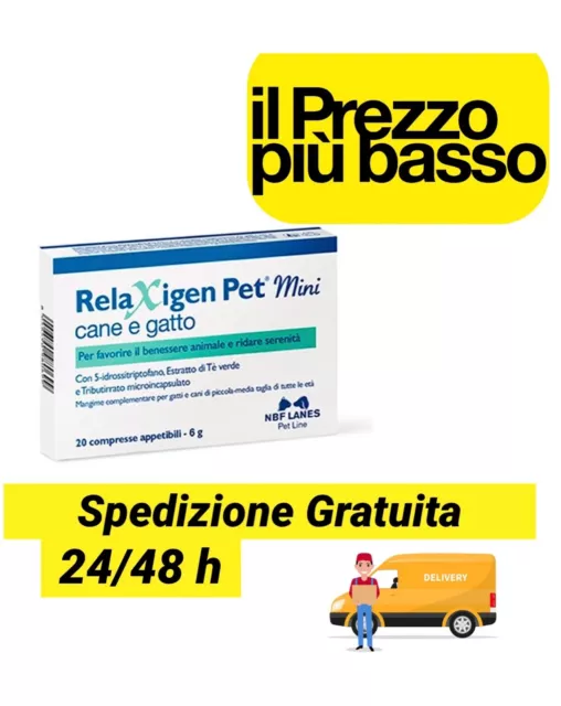 Relaxigen Pet Mini 20 compresse cane gatto ansia,paura veterinario agitazione