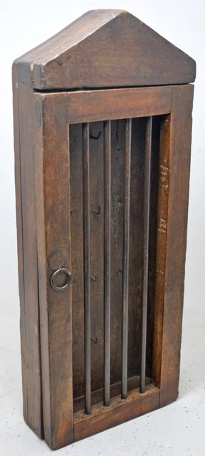Vintage Wooden Wall Décor Tall Key Cabinet Box Original Old Hand Crafted