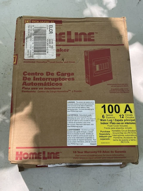 Square D Main Lug Load Center Indoor 100 Amp 6-Space 12-Circuit HOM612L100FCP