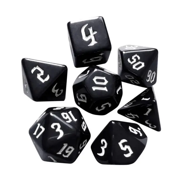 fr 7pcs/Set Multi-Sided Digital Dices D4 D6 D8 D10 D12 D20 for TRPG (White)