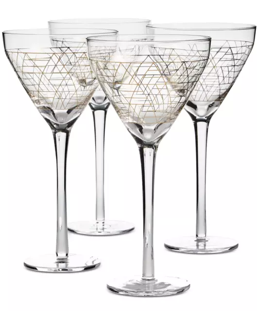 Hotel Collection Gold Decal Martini Glasses H1127 Set of 4