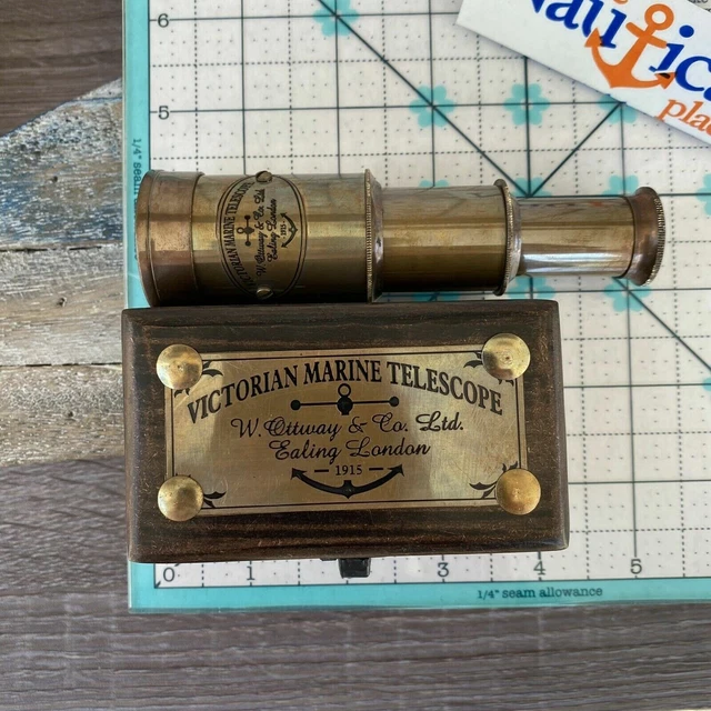 Antique Finish ~ Nautical Maritime Spyglass Victorian Brass Telescope w/ Box