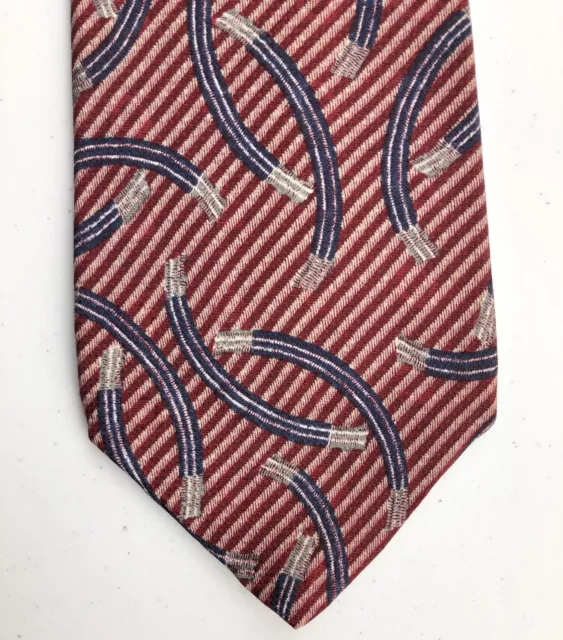 Countess Mara Mens Neck Tie Red Blue Striped All Silk 56 x 3.85 Made in USA