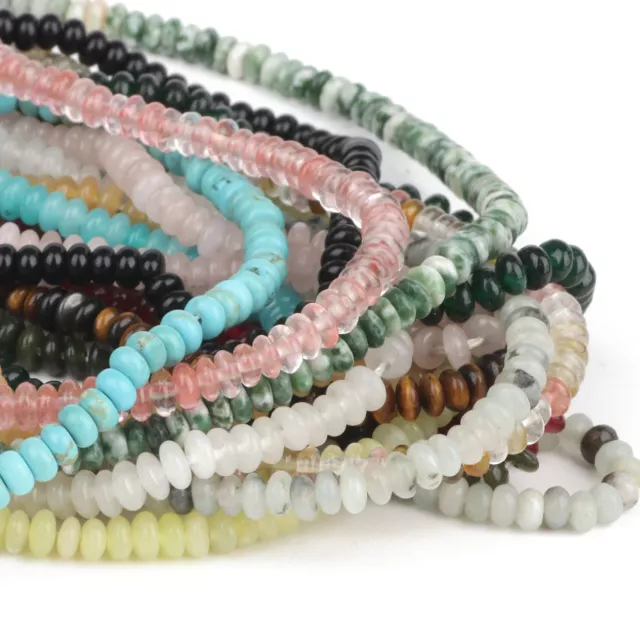 5x2mm Natural Gemstone Rondelle Spacer Round Loose Beads for Jewelry Making DIY