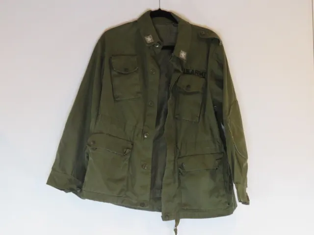 Vtg US ARMY Military Jacket Mens L Large Green Vietnam Field Coat 1974 Excellent