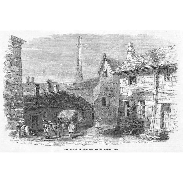 DUMFRIES The House Where Robert Burns Died - Antique Print 1859