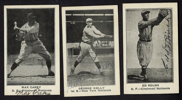Lot of 3 Baseball Hall of Fame autographs Max Carey, Ed Roush , George L. Kelly