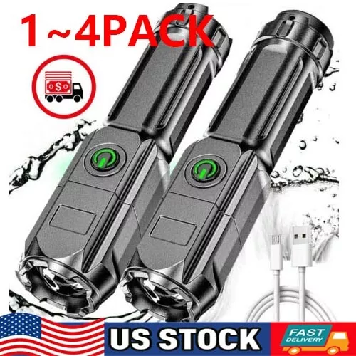 Rechargeable 990000LM LED Flashlight Tactical Police Super Bright Torch Zoomable