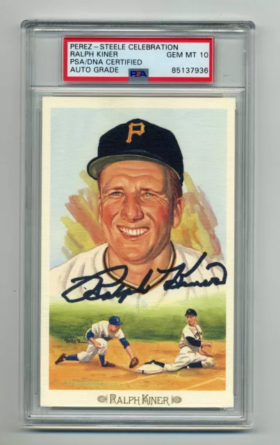 Superb Ralph Kiner  Gem Mint 10 Psa/Dna   Signed  Perez Steele Celebration Card