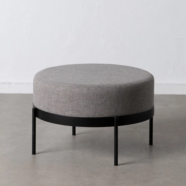 Puff 65x65x40 cm Tessuti Sintetici Grigio Metallo