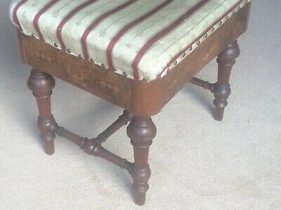 Antique Victorian c19th Rise & Fall Wadman BATH Piano Stool Rosewood Satin Inlay 4