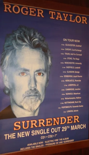 102x152cm Énorme Tour Subway Affiche ~ Roger Taylor Surrender 1999 Concert Live