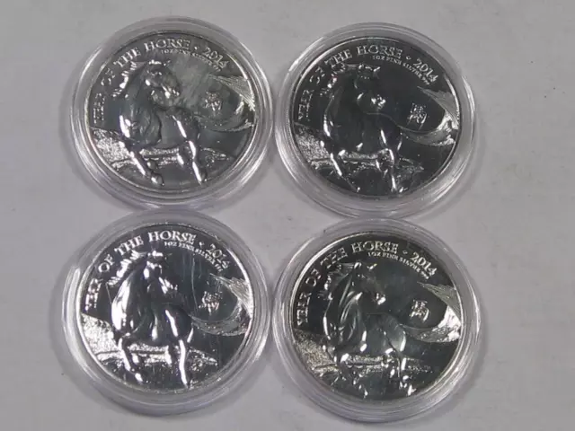 4 LUNAR Year of the Horse Great Britain UK Silver 2 Pound 1oz .999 Fine each