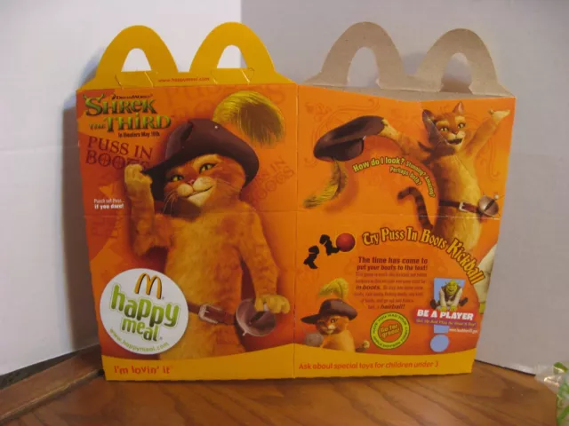 Shrek the Third - McDonalds Puss In Boots Empty Kids Meal Box - 2007