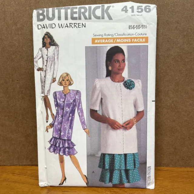 Butterick Sewing Pattern 4156 UNCUT size 14,16,18 Misses Dress Tunic Skirt