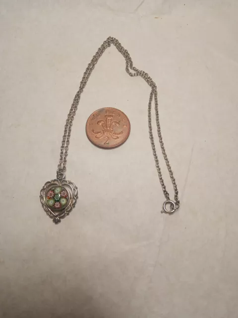 Vintage Caithness Scottish Millefiori Glass Pendant Sterling Silver Necklace-