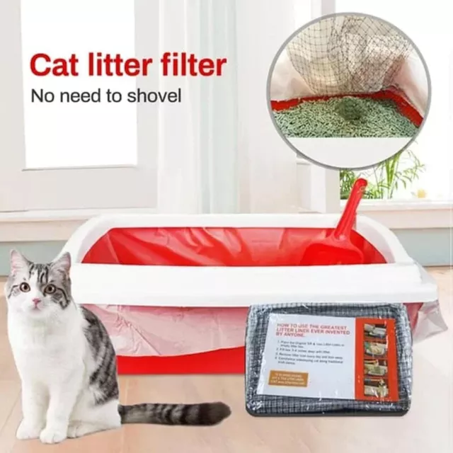 10* Cat Litter Box Liners large w/Drawstrings Scratch Cats Pan Bags w/Filter Net