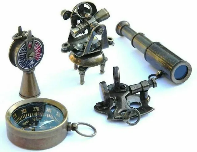 Nautical Miniature Telescope,Theodolite,Telegraph,Sextant,Compass Gift Set Offer