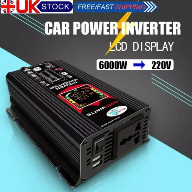 UK 6000W Modified Sine Wave Power Inverter 6000W DC 12V TO AC 240V for Laptops