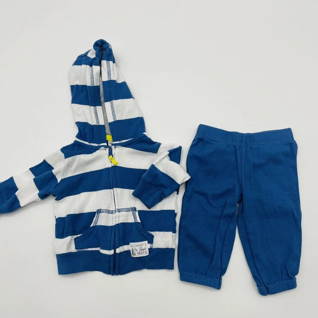 Carters Infant Baby Boy Size 3 Months 2 Piece Set Hooded Sweatshirt & Pants 183