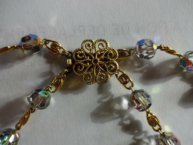 Collier Vintage En Perles De Cristal à Facettes – Bijou Ancien, Très Bon état