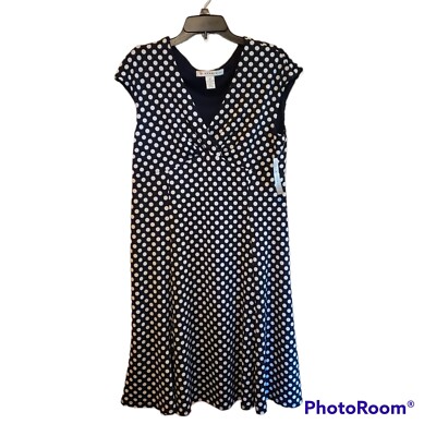 AA Studio AA Women's Size 14 Sleeveless Navy/White Polka Dot Dress NWT