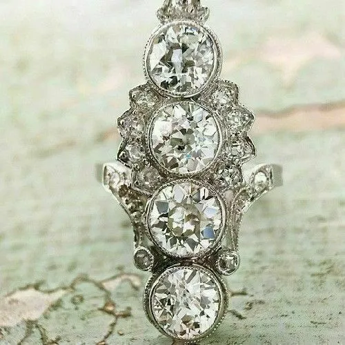 3 Ct Round Cut Lab-Created Diamond 1920's Victorian Attractive Old Vintage Rings