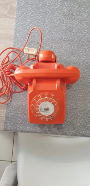 Téléphone  vintage à cadran ☎️ SOCOTEL S63 Orange Années 15/01/82