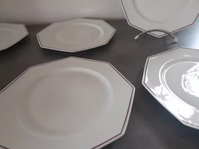 Manufacture Royale De Limoges-assiette OCTOGONALE plate X6-lisere violet-celadon