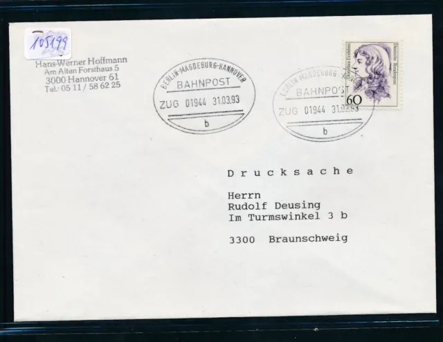 105199) Bahnpost Ovalstempel Berlin - Magdeburg - Hannover ZUG 01944, DS 1993